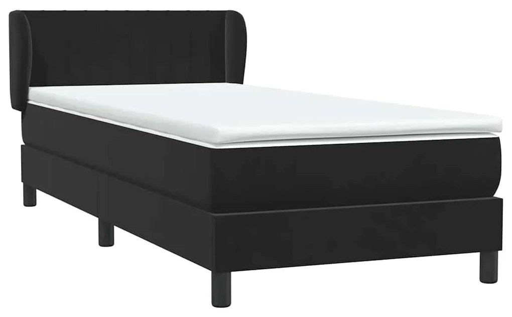 vidaXL Κρεβάτι Boxspring με Στρώμα Μαύρο 90x210 εκ. Βελούδινο