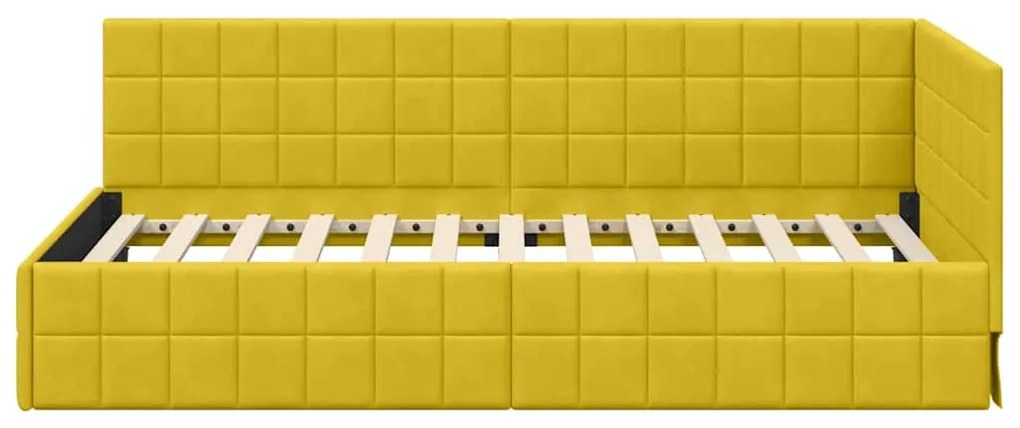 vidaXL Κρεβάτι Γωνίας με κεφαλάρι Κίτρινο 90 x 190 cm Βελούδο