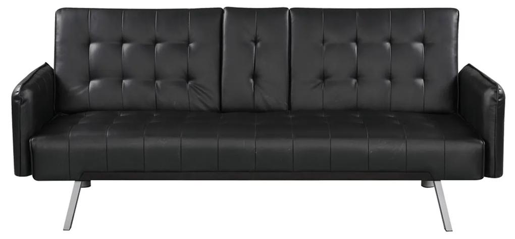 Καναπές Κρεβάτι WELLS Μαύρο PU 188x82x80cm