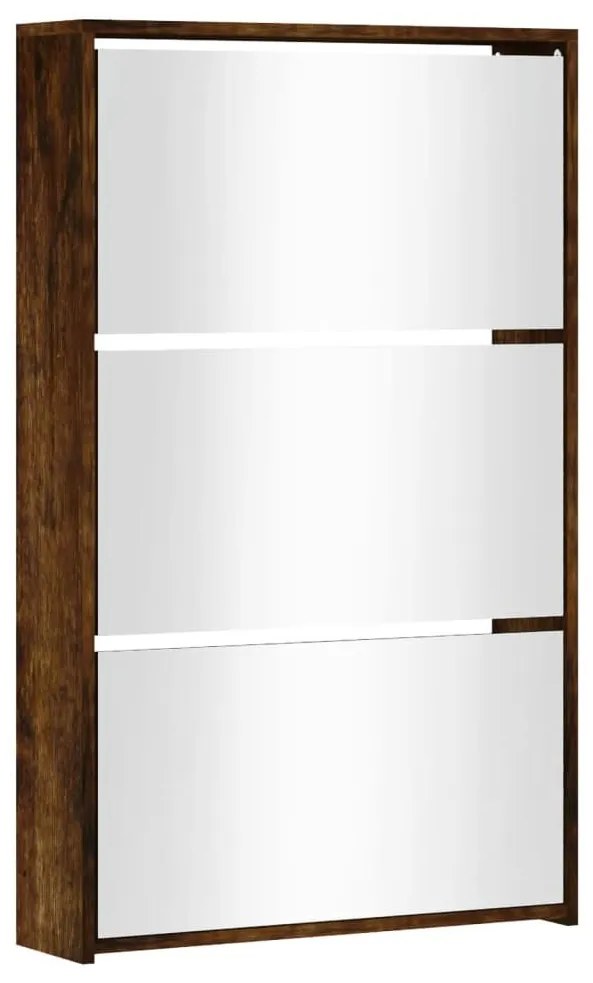 Παπουτσοθήκη με Καθρέφτη 3 Επιπέδων Καπν. Δρυς 63x17x102,5 εκ. - Καφέ