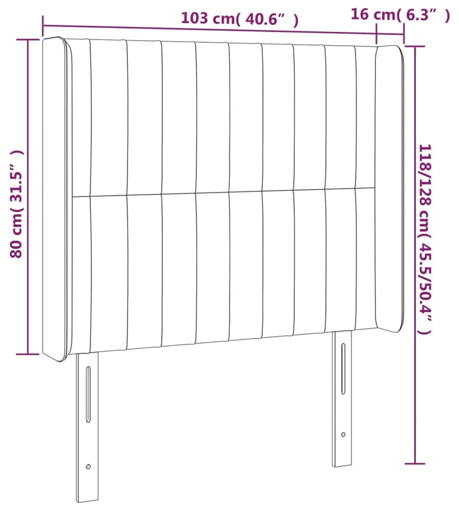 vidaXL Κεφαλάρι Κρεβατιού LED Σκούρο Καφέ 103x16x118/128εκ. Υφασμάτινο