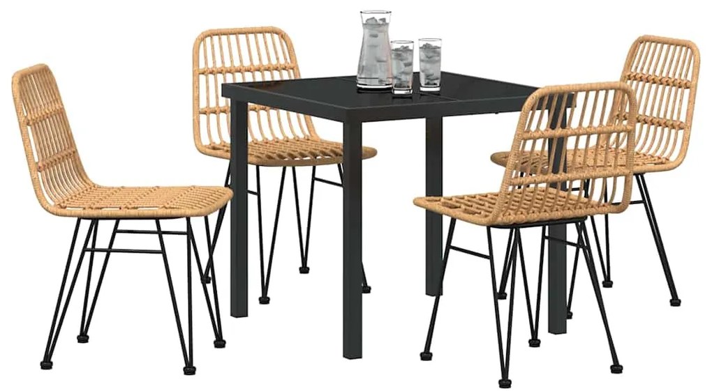 vidaXL Σέτ φαγητού για κήπο 5 pcs Καφέ Χάλυβας με επίστρωση πούδρας