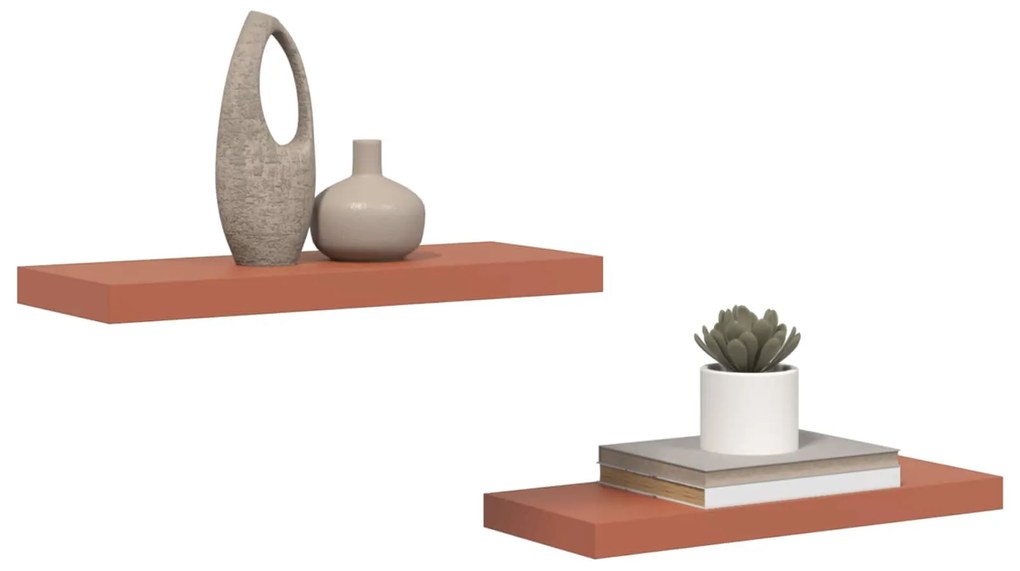 vidaXL Ράφι Τοίχου 2 pcs Κόκκινο 50 x 23 x 4 εκ. Επεξεργασμένο ξύλο