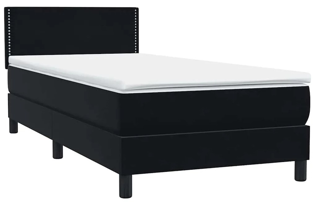 vidaXL Κρεβάτι Boxspring με Στρώμα Μαύρο 90x210 εκ. Βελούδινο