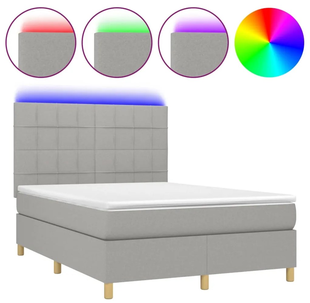 ΚΡΕΒΑΤΙ BOXSPRING ΜΕ ΣΤΡΩΜΑ &amp; LED ΑΝ.ΓΚΡΙ 140X190ΕΚ. ΥΦΑΣΜΑΤΙΝΟ 3135429