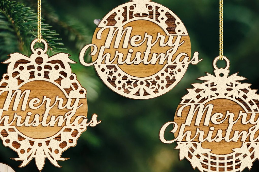 Σετ των 3 Intra απο ξύλο plywood 3mm-4mm πάχος Χριστουγεννιάτικη Μπάλα Πολυστρωματικά κομμένα Δίασταση 4x4 cm INTRAFABR-18448626