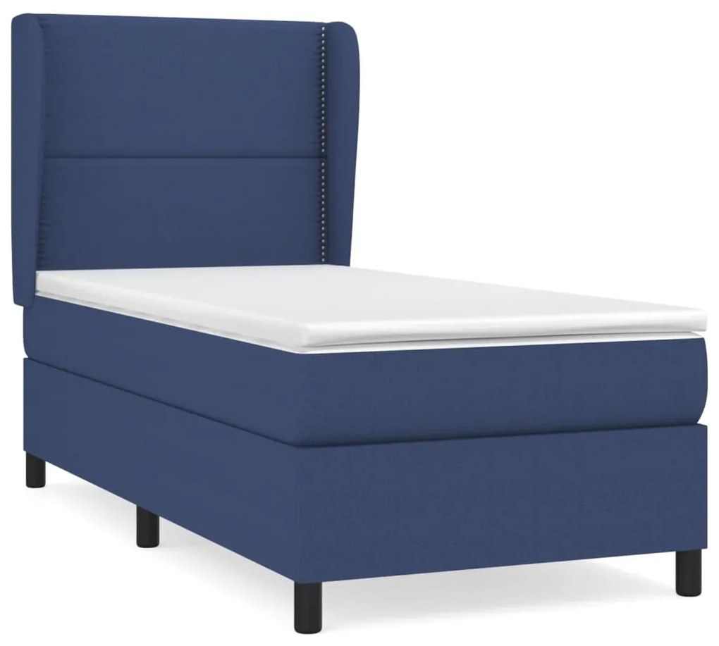 vidaXL Κρεβάτι Boxspring με Στρώμα Μπλε 90x200 εκ.Υφασμάτινο