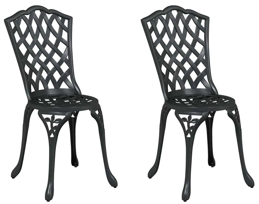 vidaXL Καρέκλα Κήπου 2 pcs Μαύρο 55 x 56.5 x 91εκ Αλουμίνιο