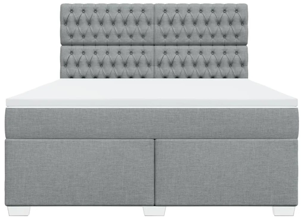 vidaXL Κρεβάτι Boxspring με Στρώμα Ανοιχτό Γκρι 180x200 εκ. Υφασμάτινο