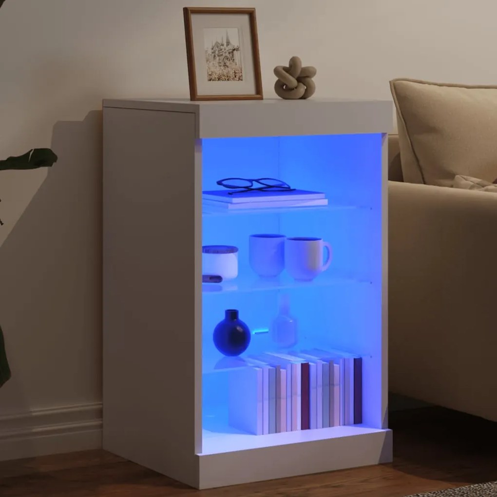vidaXL Μπουφές με Φώτα LED Λευκός 41 x 37 x 67 εκ.