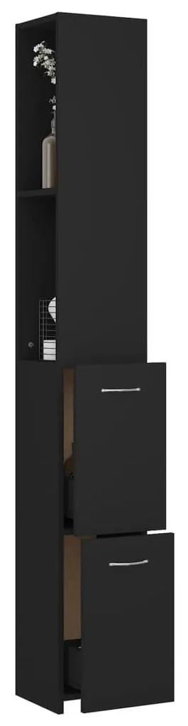 Ντουλάπι Μπάνιου Μαύρο 25x26,5x170 εκ. Επεξεργασμένο Ξύλο - Μαύρο