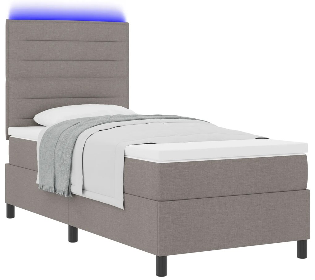 vidaXL Κρεβάτι με ελατήρια και στρώμα & LED σε Ταπέ, 80x200 εκ., Υφασμάτινο
