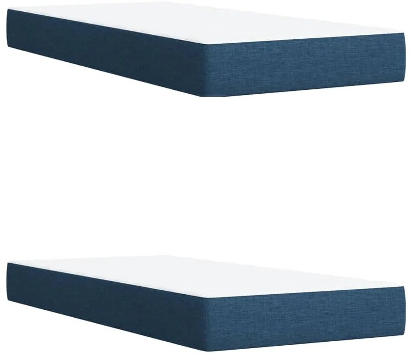 vidaXL Κρεβάτι Boxspring με Στρώμα Μπλε 200x200 εκ. Υφασμάτινο