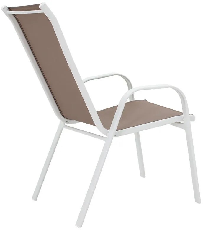 Καρέκλα - Πολυθρόνα Calan μέταλλο λευκό - textilene καφέ 55x75x90 εκ. 54x74x91 εκ.