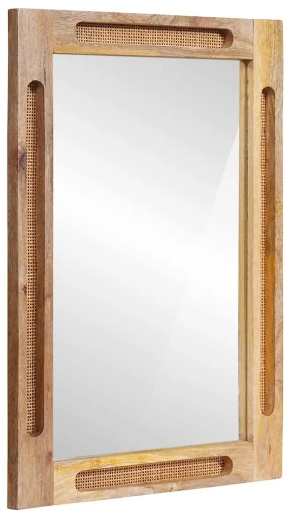 vidaXL Καθρέφτης Μπάνιου Καφέ 50 x 70 x 3 εκ. Στερεό ξύλο μάνγκο