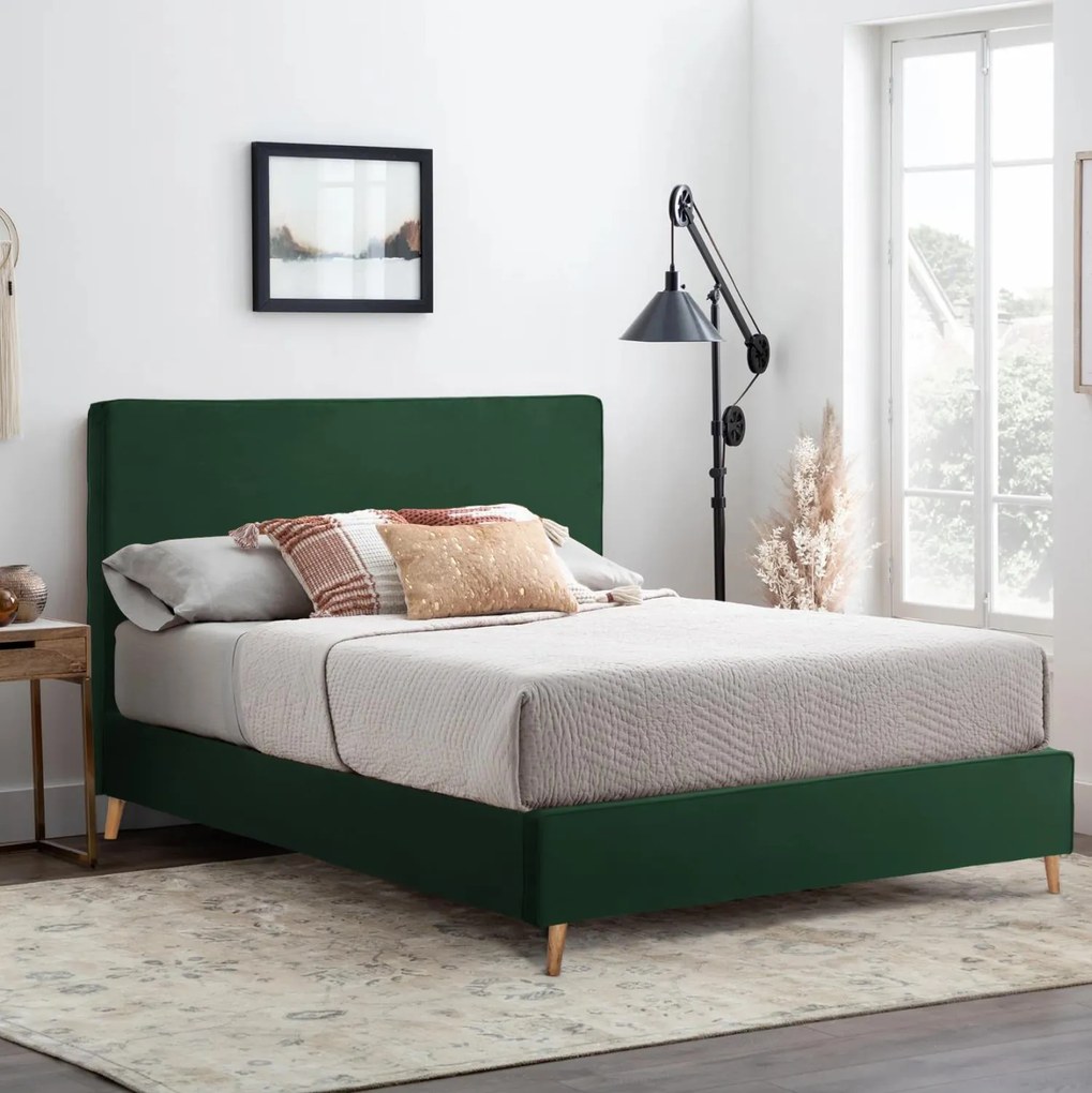 Επενδυμένο Κρεβάτι με Στρώμα INDRA Διπλό Βελούδο Κυπαρισσί 160x200εκ 172x214x112 εκ.