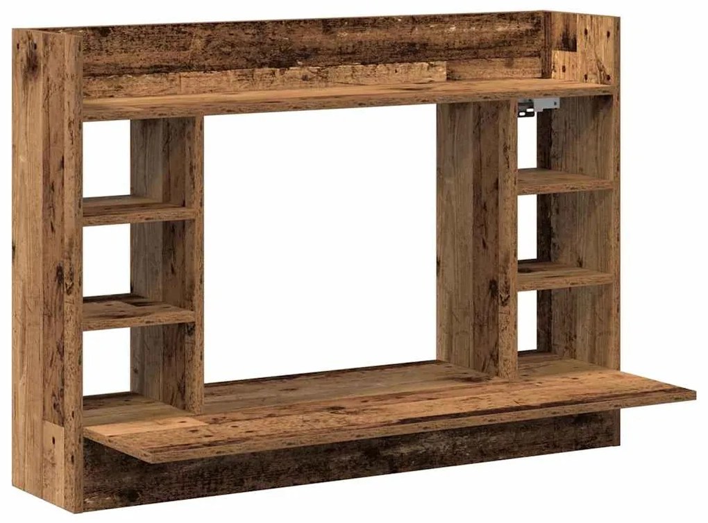 vidaXL Επιτοίχιο γραφείο με ράφι Παλαιό ξύλο 105 x 48 x 75 εκ.