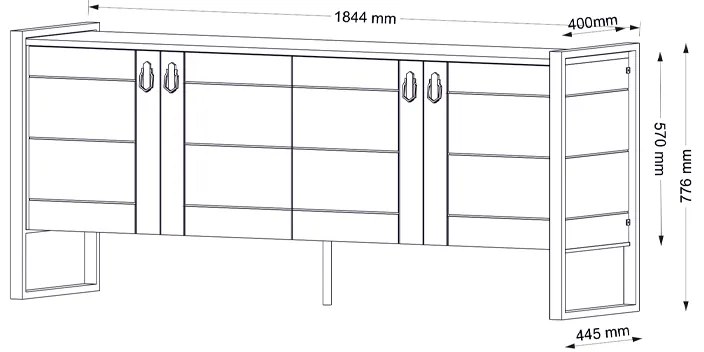 Μπουφές μελαμίνης Ursula Megapap χρώμα καρυδί 180x40x77,6εκ. - GP042-0124,1 - GP042-0124,1