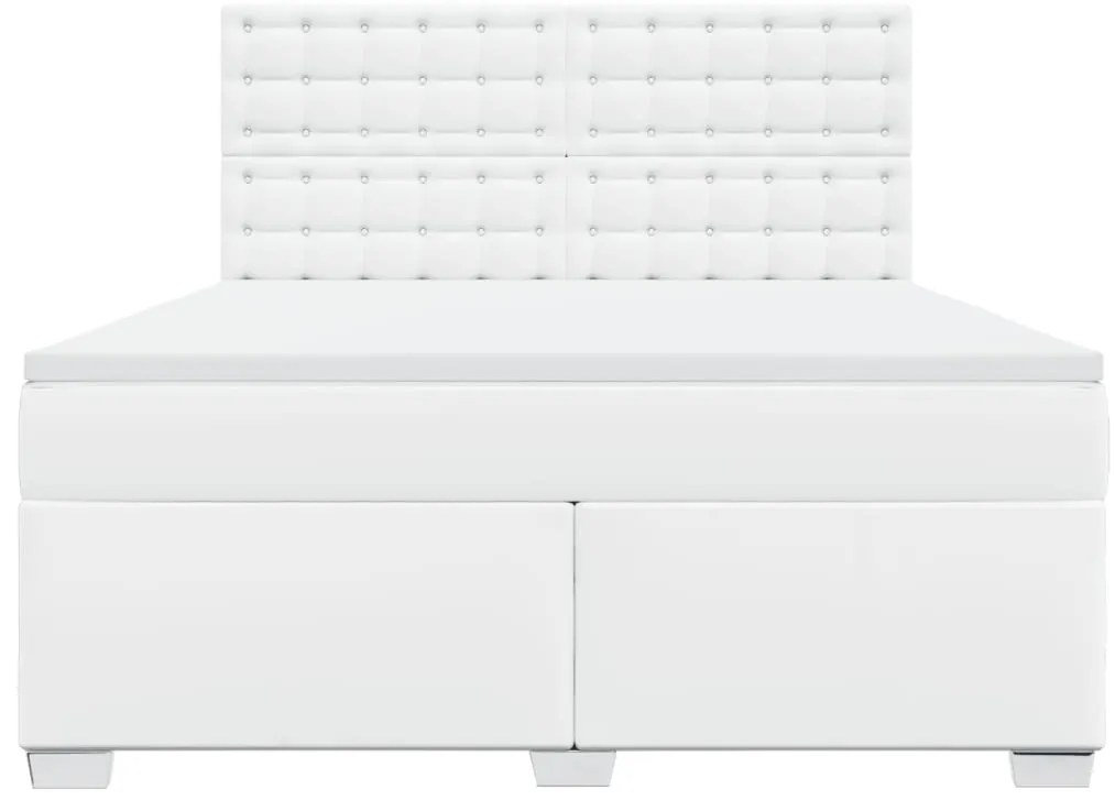 vidaXL Κρεβάτι Boxspring με Στρώμα Λευκό 180x200 εκ. Συνθετικό Δέρμα