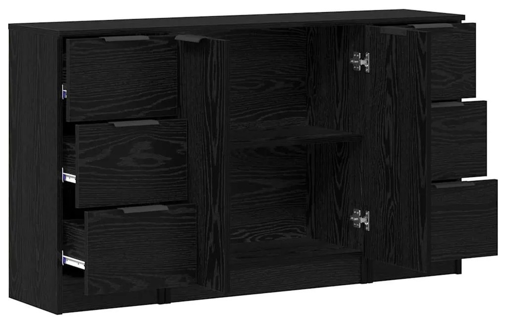 vidaXL Πλαϊνό γραφείο με συρτάρι 3 pcs Μαύρη δρυς 121 x 30 x 70 εκ.