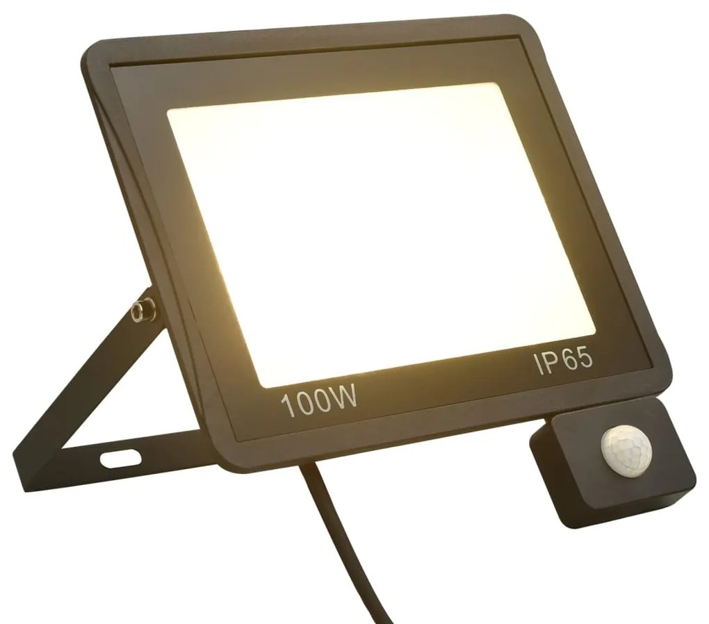 vidaXL Προβολέας LED με Αισθητήρα Θερμό Λευκό 100 W