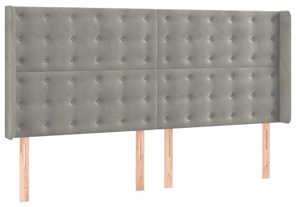 vidaXL Κρεβάτι Boxspring με Στρώμα Ανοιχτό Γκρι 200x200 εκ. Βελούδινο