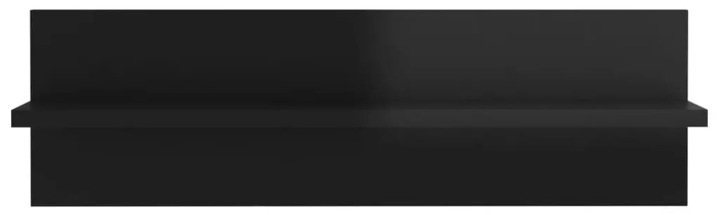 Ραφιέρες Τοίχου 4 τεμ. Γυαλ. Μαύρο 60x11,5x18 εκ. Μοριοσανίδα - Μαύρο