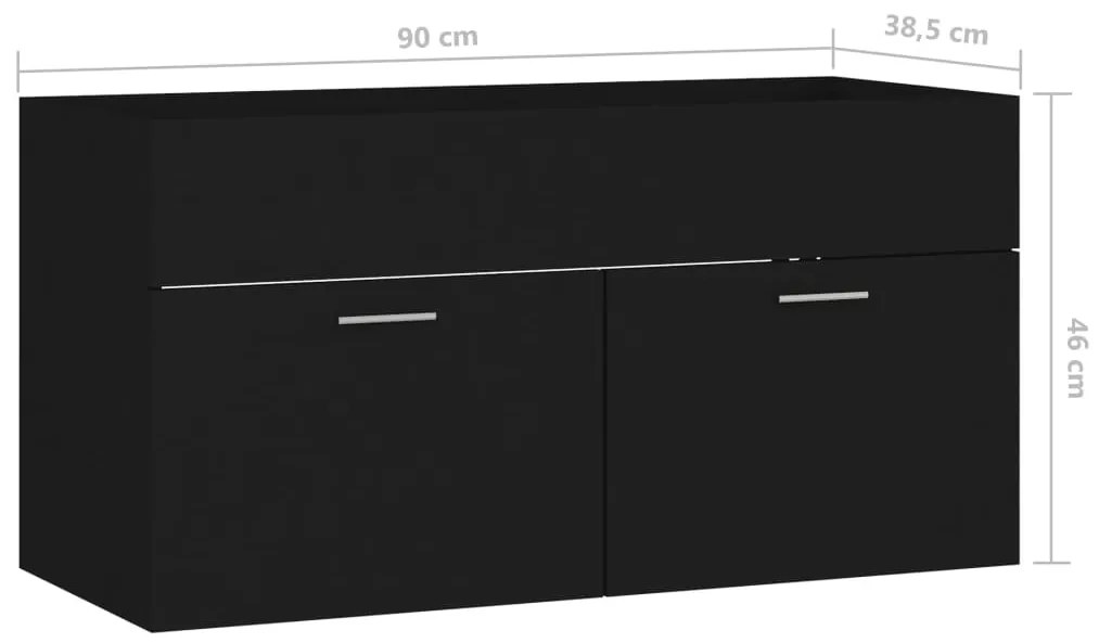 Ντουλάπι Νιπτήρα Μαύρο 90 x 38,5 x 46 εκ. από Επεξ. Ξύλο - Μαύρο