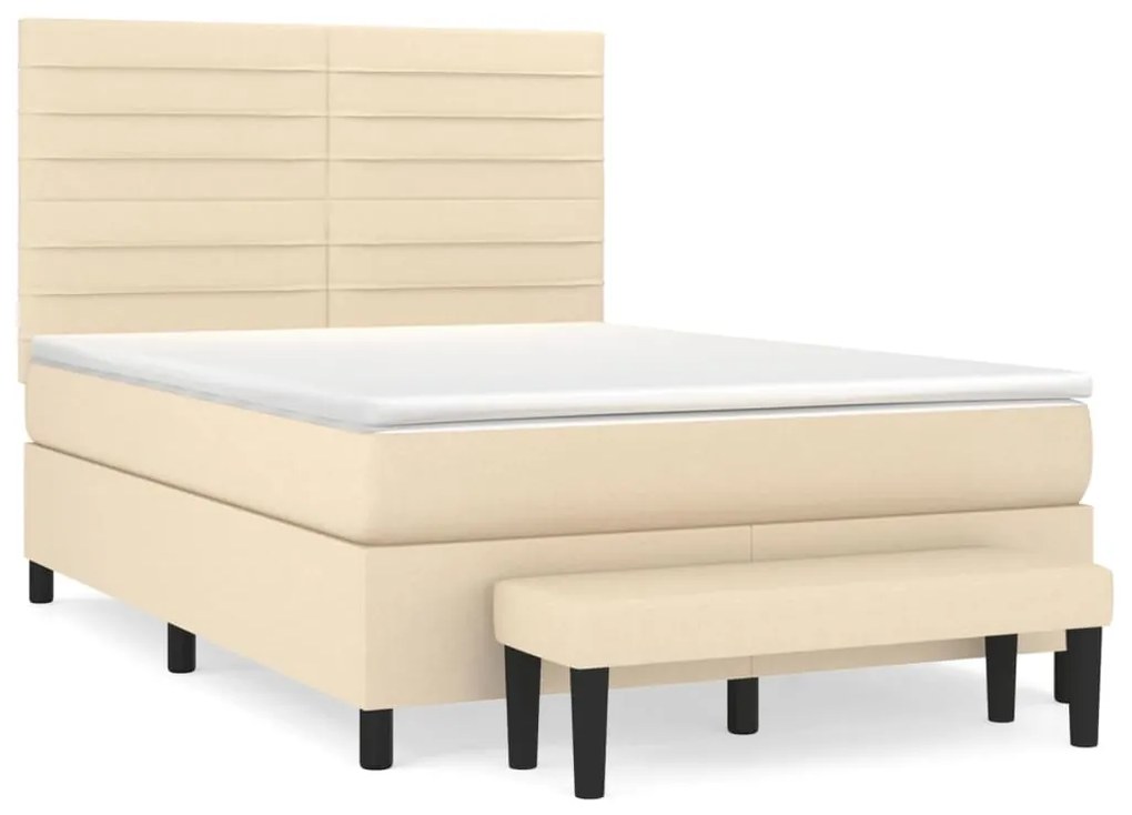 ΚΡΕΒΑΤΙ BOXSPRING ΜΕ ΣΤΡΩΜΑ ΚΡΕΜ 140X200 ΕΚ. ΥΦΑΣΜΑΤΙΝΟ 3136682