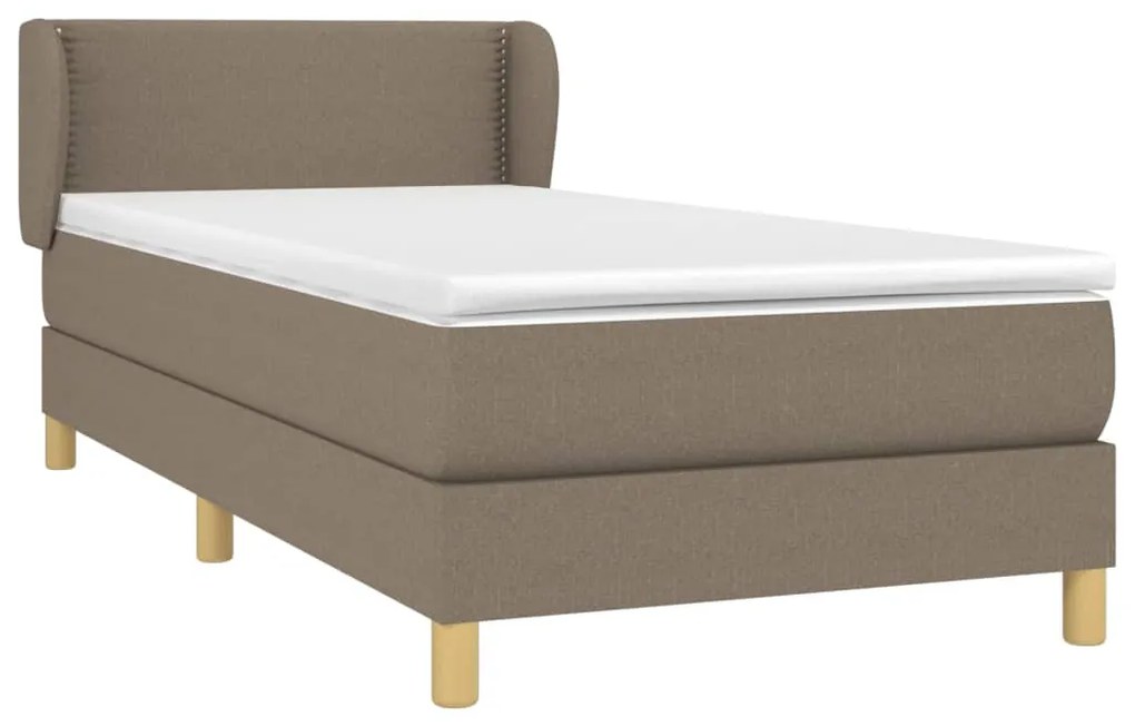 Κρεβάτι Boxspring με Στρώμα Taupe 100 x 200 εκ. Υφασμάτινο - Μπεζ-Γκρι