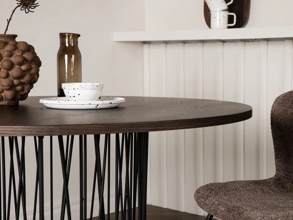 Τραπέζι Dallas 3200, Μαύρο, Σκούρο καφέ, 74cm, 24 kg, Φυσικό ξύλο καπλαμά, Ινοσανίδες μέσης πυκνότητας, Μέταλλο | Epipla1.gr