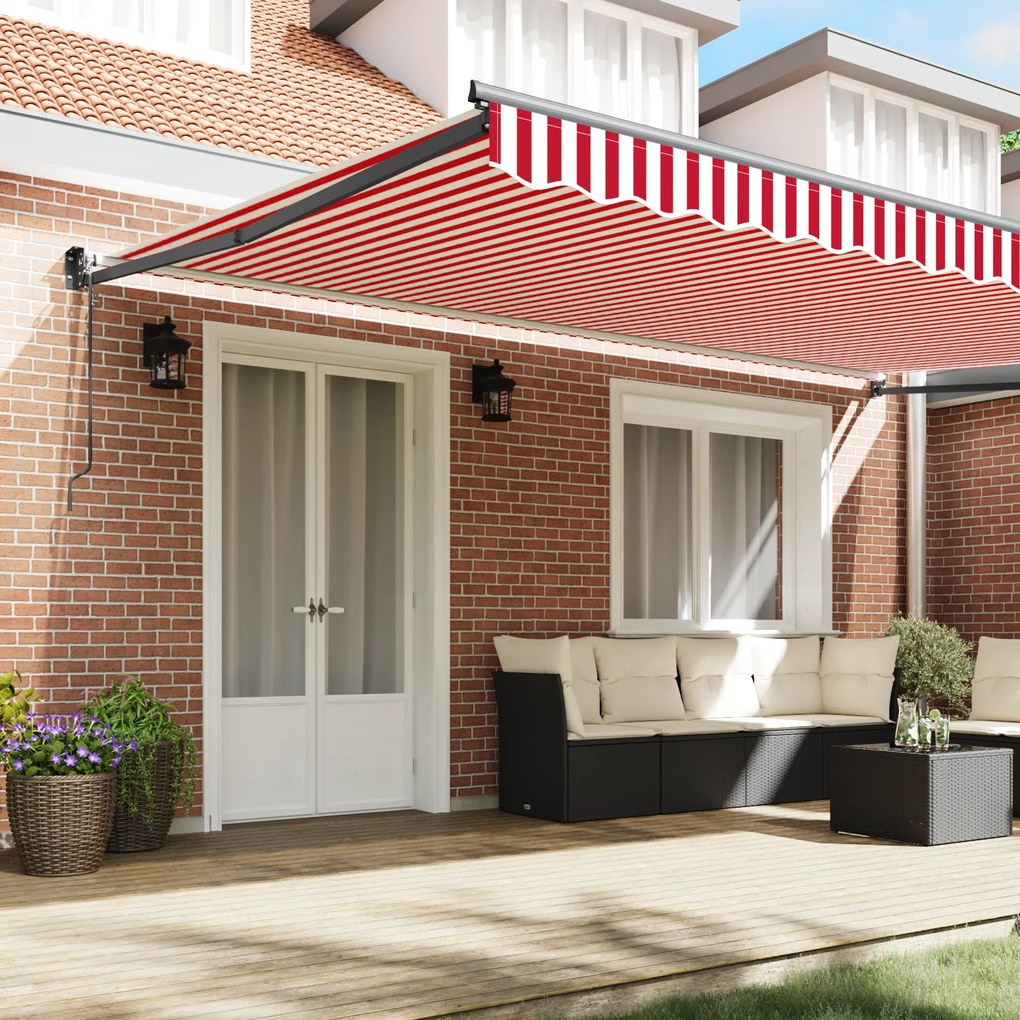 vidaXL Αυτοκόλλητη Ριγέ Τέντα 500x300 cm σε Κόκκινο και Λευκό