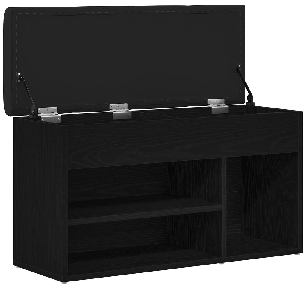 vidaXL Παγκάκι Αποθήκευσης Μαύρο Δρυς 80x30x45 εκ. Συνθετικό Ξύλο