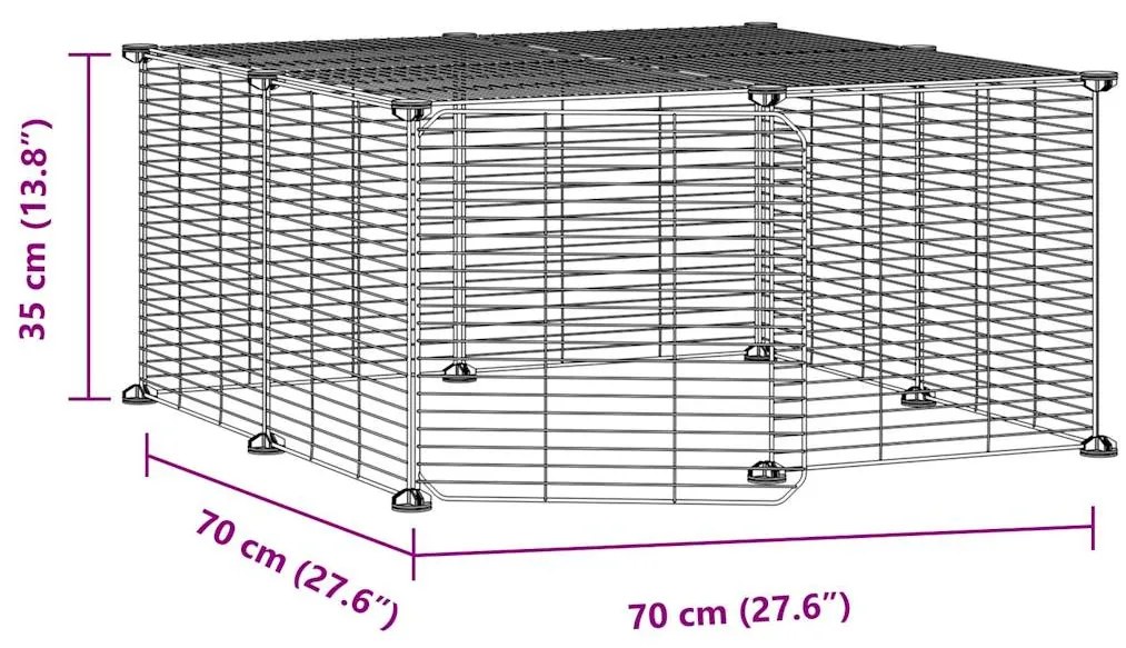 vidaXL Κλουβί Κατοικίδιων με 12 Πάνελ + Πόρτα Μαύρο 35 x 35εκ Ατσάλινο