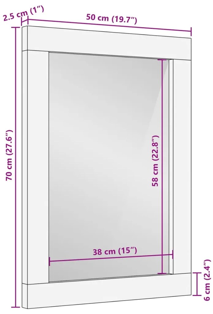 Καθρέφτης Μπάνιου 50x70 εκ. από Μασίφ Ξύλο Ακακίας/Γυαλί - Καφέ