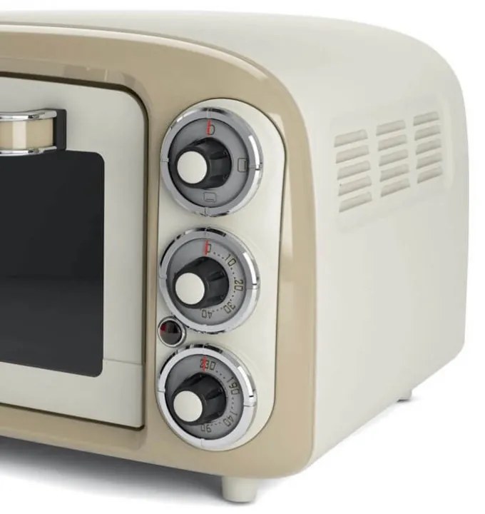 Ηλεκτρικός φούρνος Ariete VINTAGE 0979/03, 1380 W, 18 l, 3 λειτουργίες, Μέχρι 230C, Διπλό θερμικό τζάμι, Χρονοδιακόπτης 60 λεπτά, Λευκό/Μπεζ
