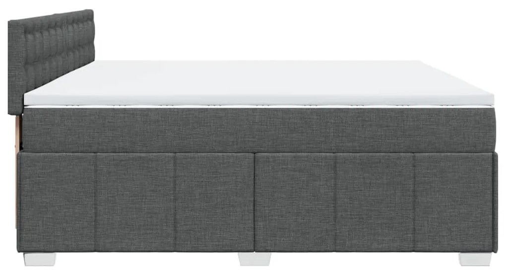 vidaXL Κρεβάτι Boxspring με Στρώμα Σκούρο Γκρι 200x200 εκ. Υφασμάτινο