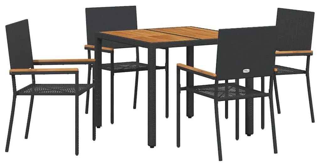 vidaXL Σέτ φαγητού για κήπο 5 pcs Μαύρο και Καφέ συνθετικό ρατάν