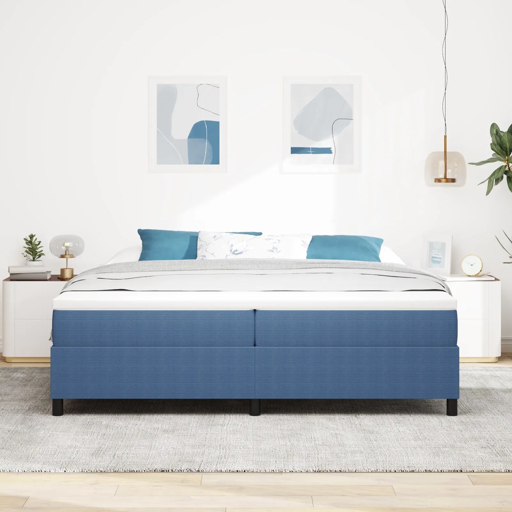 vidaXL Κρεβάτι Box Spring Μπλε 200x200 εκ Από Βελούδινο Ύφασμα