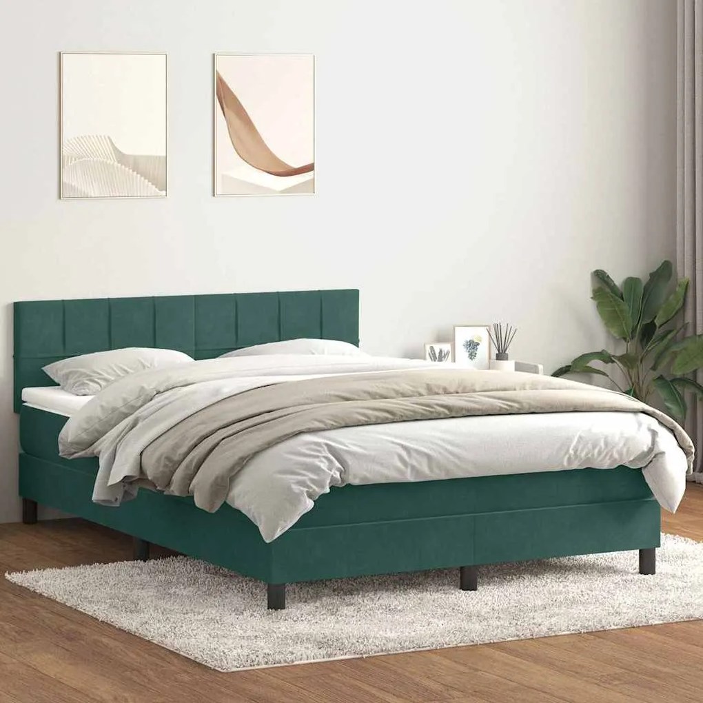 ΚΡΕΒΑΤΙ BOXSPRING ΜΕ ΣΤΡΩΜΑ ΣΚΟΥΡΟ ΠΡΑΣΙΝΟ 140X210ΕΚ. ΒΕΛΟΥΔΙΝΟ 3316884