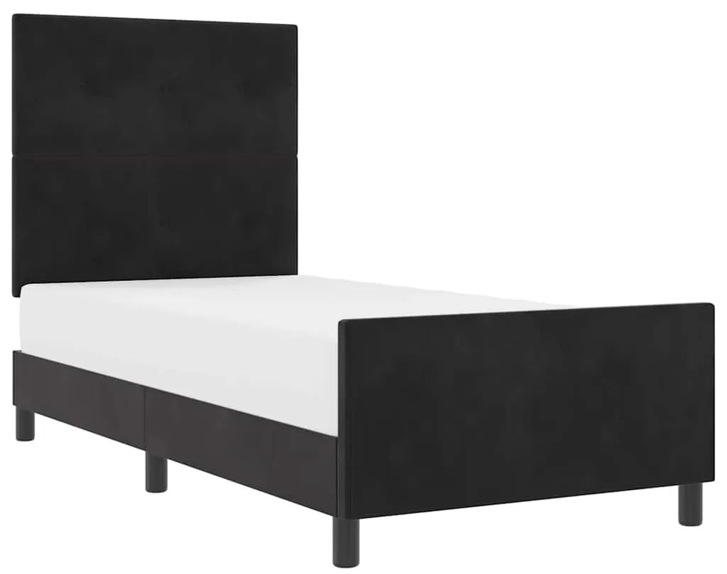 vidaXL Σκελετός Κρεβατιού με κεφαλάρι Μαύρο 100 x 200 cm Βελούδο