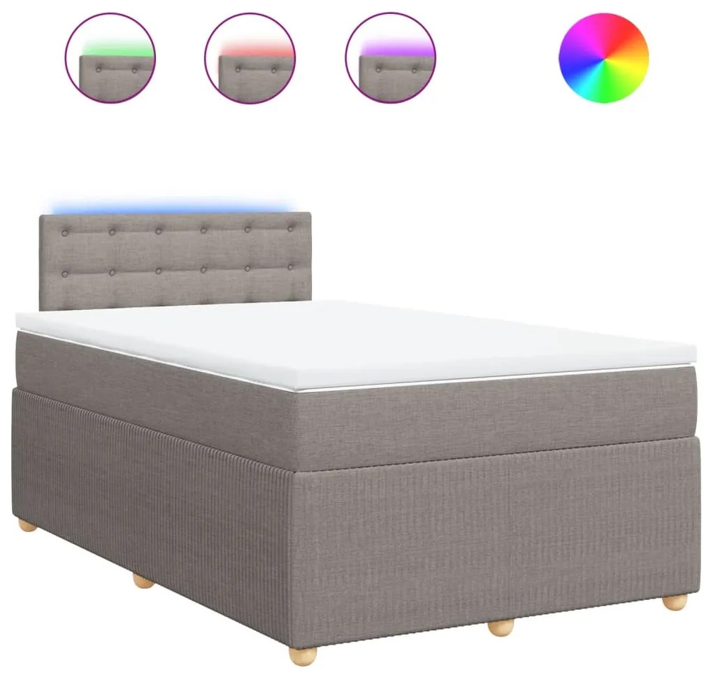 vidaXL Κρεβάτι Boxspring με Στρώμα Taupe 120x200 εκ. Υφασμάτινο