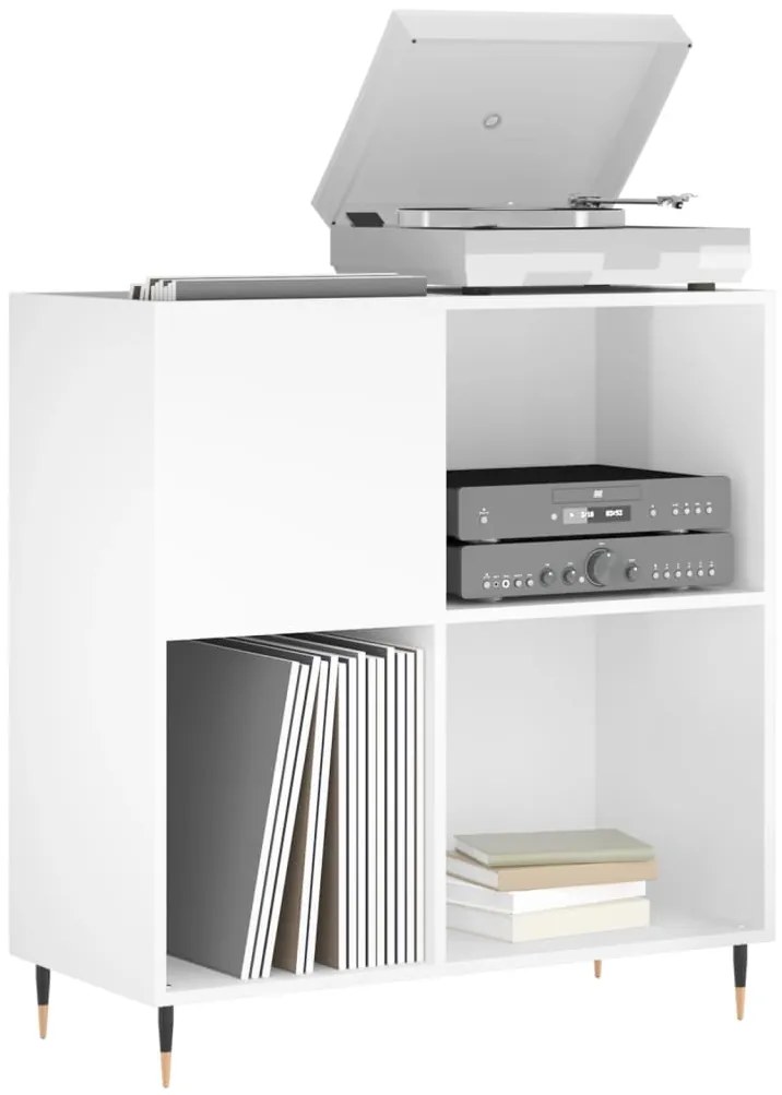 vidaXL Δισκοθήκη Γυαλιστερή Λευκή 84,5 x 38x 89 εκ. από Επεξεργ. Ξύλο