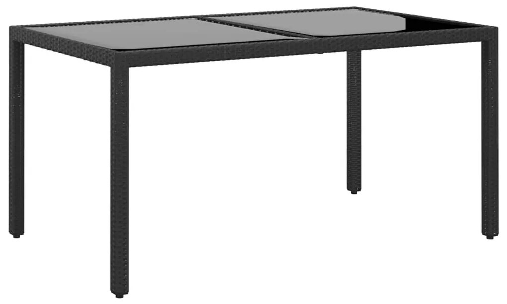vidaXL Τραπέζι Κήπου Μαύρο 150x90x75 εκ. Συνθετικό Ρατάν/Ψημένο Γυαλί