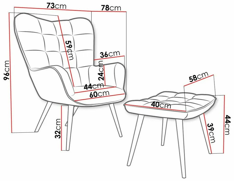 Πολυθρόνα Comfivo 320, Μπλε, 96x78x73cm, 14 kg, Ταπισερί, Πόδια: Μέταλλο | Epipla1.gr