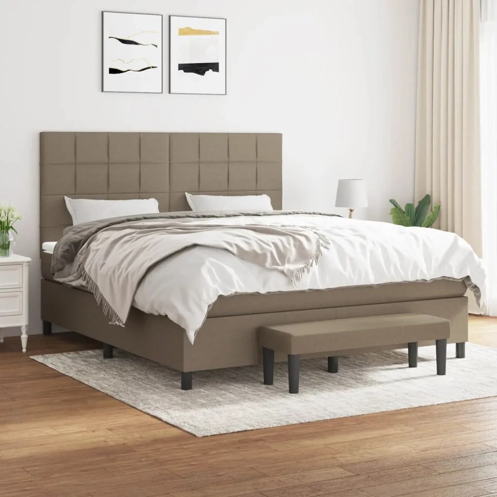 vidaXL Κρεβάτι Boxspring με Στρώμα Taupe 180x200 εκ. Υφασμάτινο