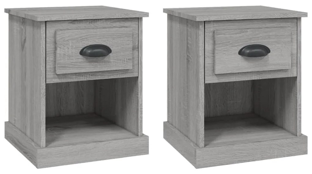 vidaXL Κομοδίνα 2 τεμ. Γκρι Sonoma 39x39x47,5 εκ. Επεξεργασμένο Ξύλο