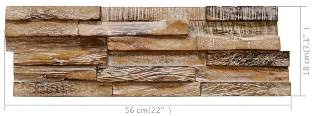 Πάνελ Επένδυσης Τοίχου Τρισδ. 10 τεμ. 1,01 μ² Μασίφ Ξύλο Teak - Καφέ