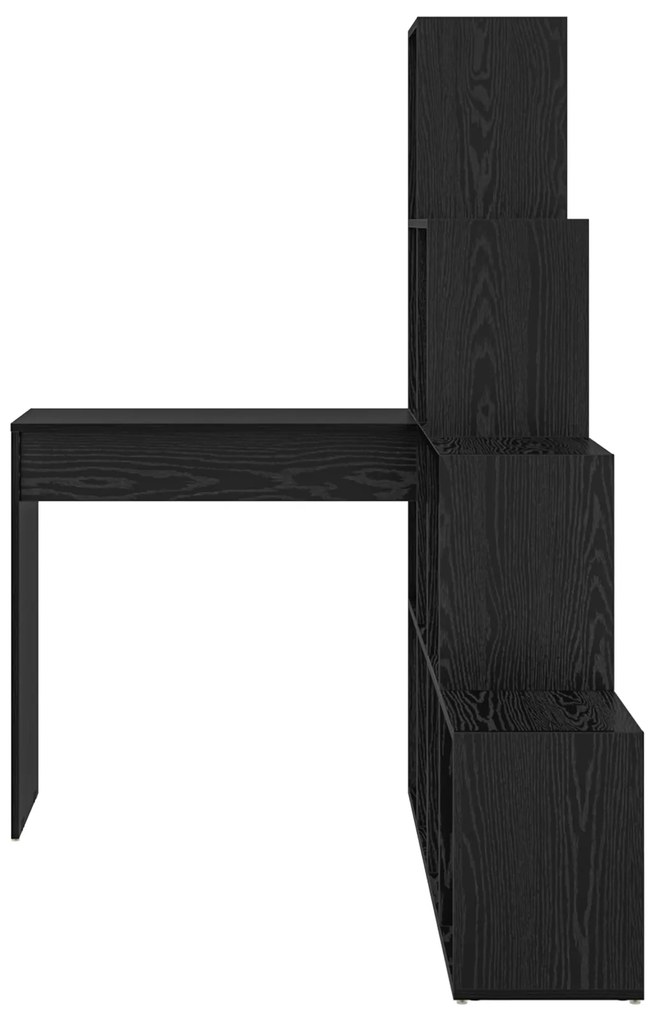 vidaXL Γωνιακό γραφείο με ράφι Μαύρη δρυς 101.5 x 149.5 x 149.5 εκ.