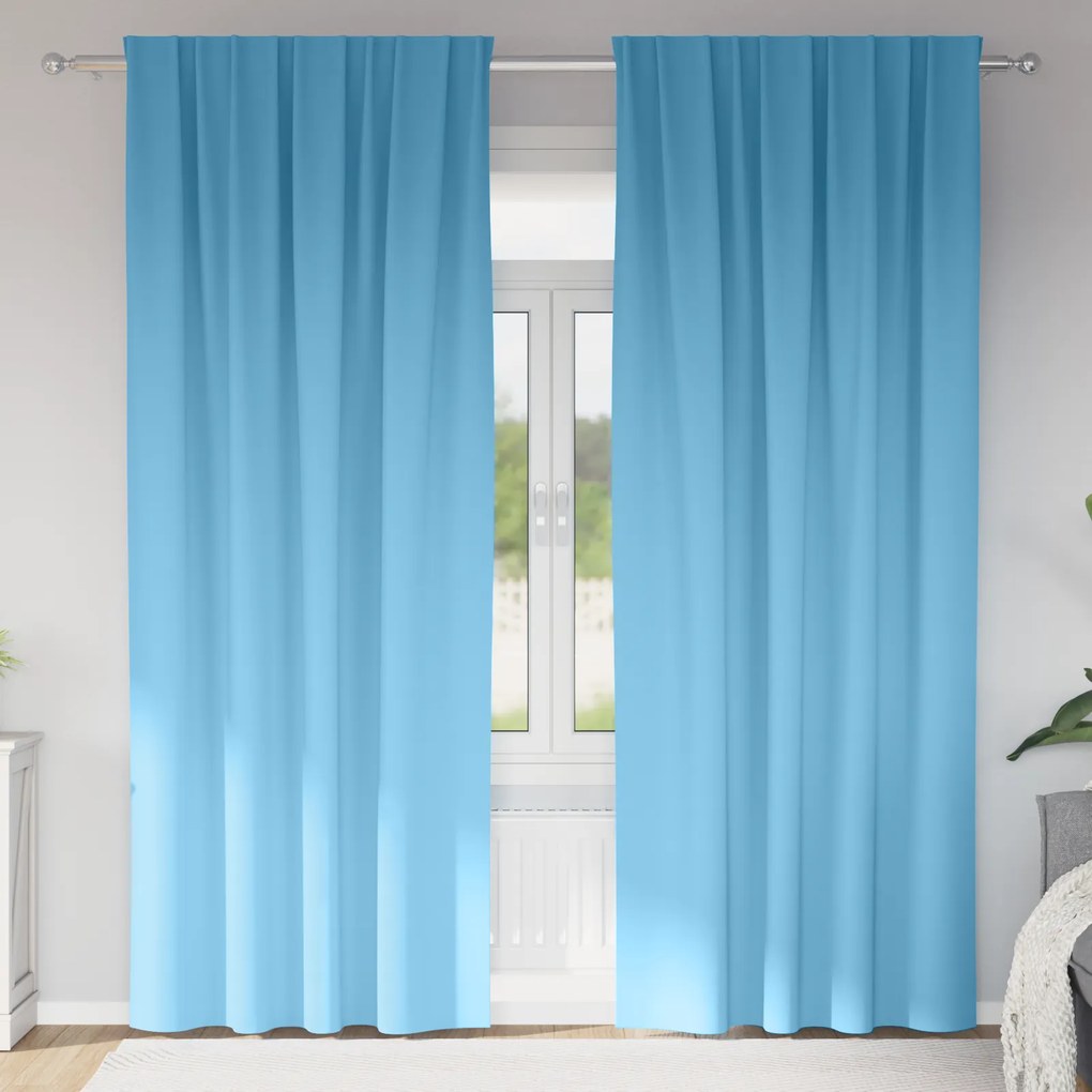 vidaXL Κουρτίνες με κουρτίνες 2 pcs Γαλάζιο 225 x 140 εκ. Πολυεστέρας